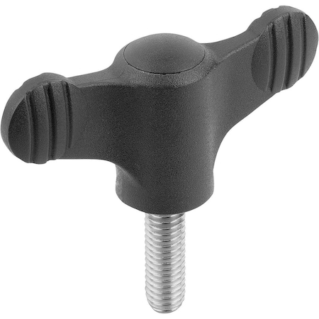Kipp Wing Grip Antibacterial D=M06X20 A=50, H=24, Form:L, Plastic Gray Ral7015, Comp:Stainless 1.4305 K0274.120106144X20